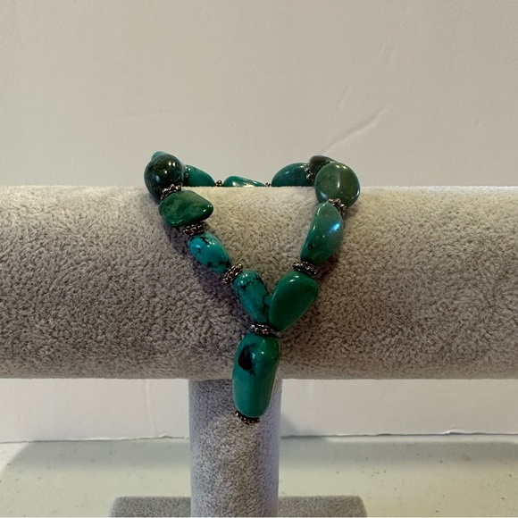 Genuine Turquoise & Sterling Silver 925 Stretch Bracelet- Artisan made - Picture 12 of 12